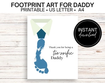 Manualidad imprimible con huella para el Día del Padre: Tarjeta y regalo DIY para papás primerizos de niños pequeños y preescolares