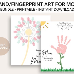 Fingerprint Art | Printable for Mom | Gift for Mom | Fingerprint Craft | | DIY Craft for Mom | Dandelion Fingerprint