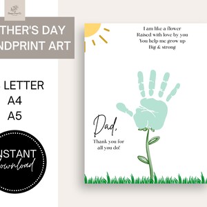 Artisanat d'empreintes de main pour la fête des pères : carte imprimable pour tout-petits et bébés - Idée cadeau DIY pour papa