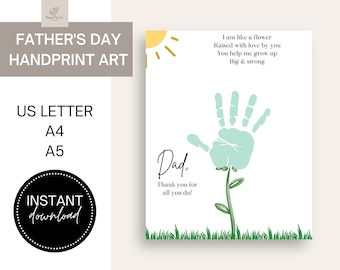 Manualidad con huella de mano para el Día del Padre: Tarjeta imprimible para bebés y niños pequeños - Idea de regalo DIY para papá