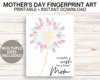 Paardebloem Fingerprint Craft | Moederdag Afdrukbare | Moederdag Cadeau | Vingerafdruk Craft | Eerste Moederdag | DIY Moederdag Cadeau