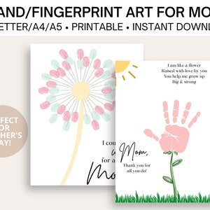 Handprint Art | Mother&#39;s Day Printable | Mothers Day Gift | Handprint Craft | First Mothers Day | Printable Card | DIY Mother&#39;s Day Craft
