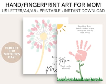 Arte de la huella a mano / Imprimible del Día de la Madre / Regalo del Día de las Madres / Manualidades de impresión / Primer Día de las Madres / Tarjeta imprimible / Manualidades del Día de la Madre de bricolaje