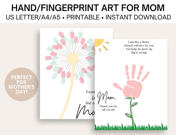 Handprint Art Mother's Day Printable Mothers Day Gift - Etsy