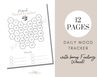 Diario imprimible de seguimiento del estado de ánimo y la ansiedad: descarga digital para la salud mental y el autocuidado.