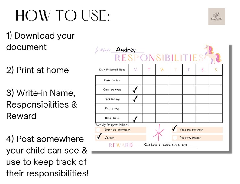 Printable Daily Checklist for Kids Responsibility Chart - Etsy