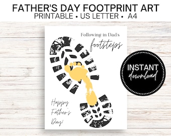 Tarjeta imprimible con huella de pie para el Día del Padre: un regalo memorable para papás primerizos.