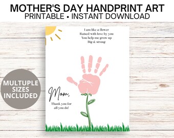 Arte de la huella a mano / Imprimible del Día de la Madre / Regalo del Día de las Madres / Manualidades de impresión / Primer Día de las Madres / Tarjeta Imprimible / Regalo del Día de la Madre de bricolaje