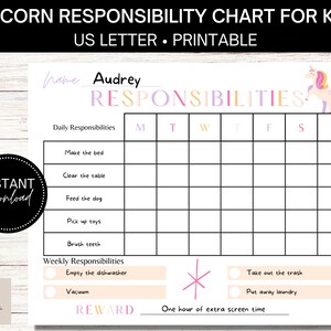 Customizable Kids Daily Responsibility Checklist: Printable Chore Chart for School & Home Routine