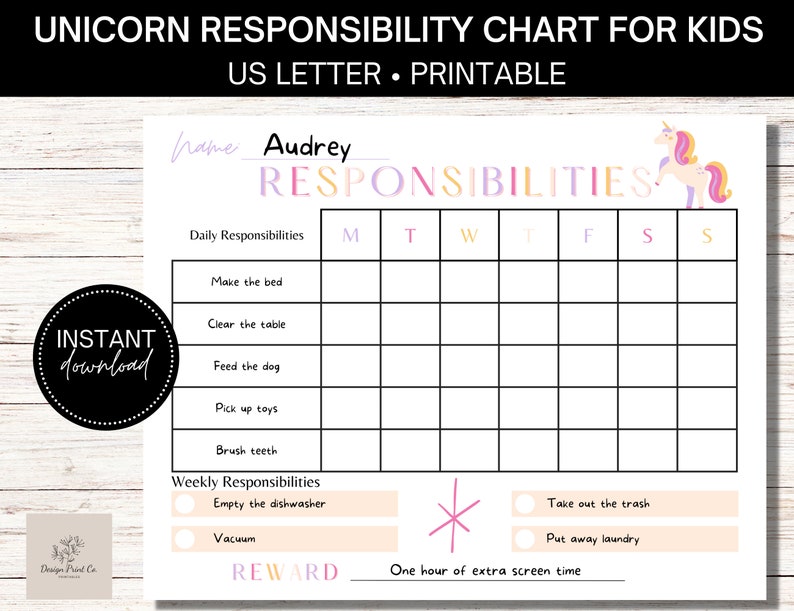 Printable Daily Checklist for Kids Responsibility Chart - Etsy