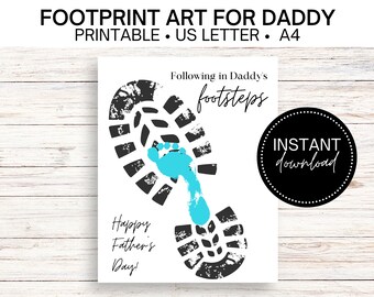 Father's Day DIY Footprint Craft Printable Card - Personalized Gift from Toddler or Baby