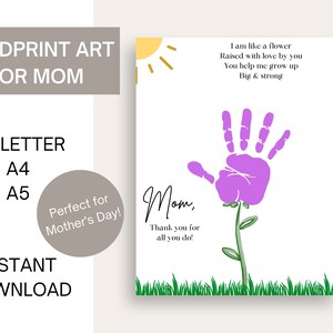Handprint Printable | Handprint Craft | DIY craft for Mom | Printable Card | Preschool Craft