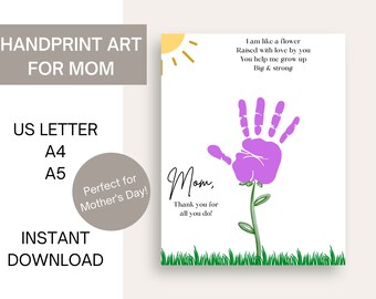 Impresión a mano Imprimible / Manualidades de impresión manual / Manualidades de bricolaje para mamá / Tarjeta imprimible / Manualidad preescolar