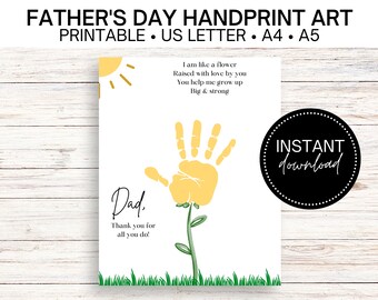 Arte imprimible con huellas de manos para el Día del Padre: Tarjeta de regalo DIY para papás primerizos de Toddlers & Babys