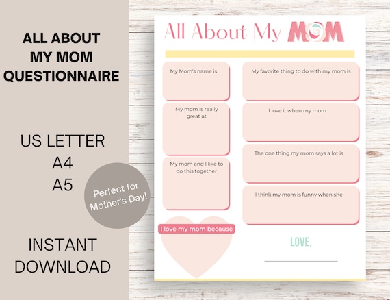 Printable for Mom Gift for Mom Fun Facts About Mom Fill - Etsy