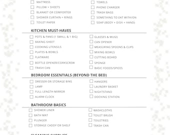 First Apartment Checklist – Printable Moving Essentials List for New Renters, College Students, & First-Time Apartment Owners