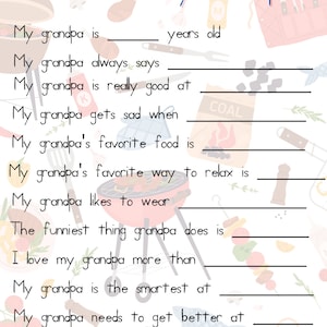 PRINTABLE GRANDPA QUESTIONS Father&#39;s Day Child Blank Create Gift