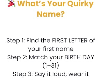 What’s Your Quirky Name? Printable Name Generator Game – Funny Classroom Activity for National Name Yourself Day