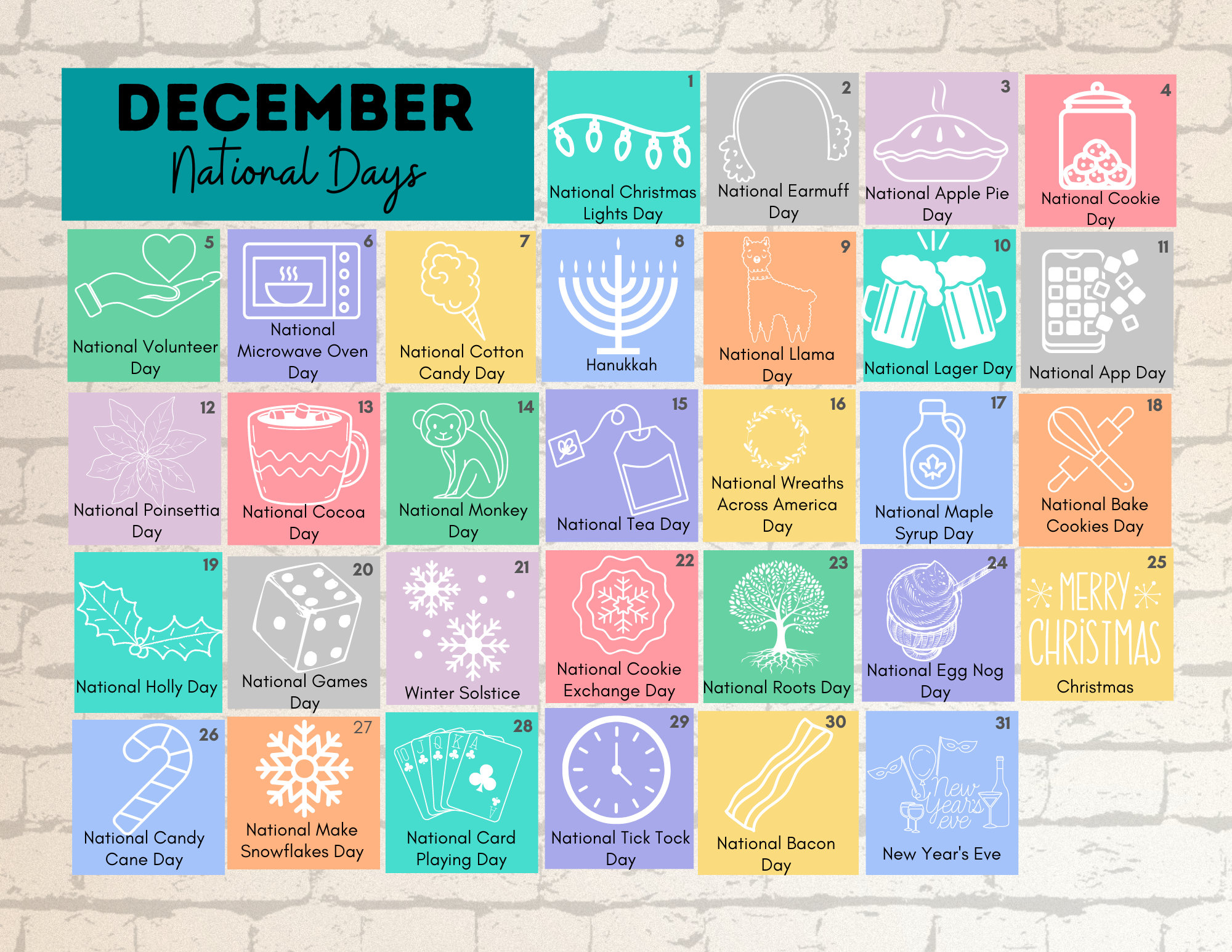 PRINTABLE DECEMBER 2023 National Days Calendar Fun Family Etsy printable-december-2023-national-days-calendar-fun-family-etsy