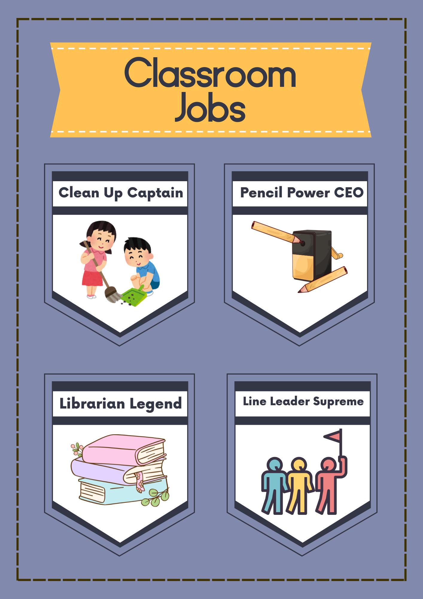Funny Classroom Job Chart | 20 Hilarious Student Roles - Etsy