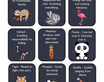 Zoo Mood Tracker Printable – Funny SEL Check-In with 10 Sassy Animals | “Which Animal Am I Today?” Chart | Kids, Teens & Adults