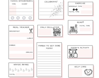 PRINTABLE Daily Planner Page Any Date Tracker 8.5 by 11 Daily Agenda Daily Planning