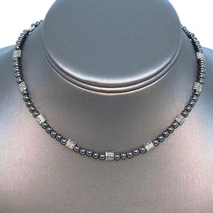 Leopard Lineage – Hematite & Thai Hill Tribe Silver Choker or Wrap Bracelet | 14" | Sleek Grounding Style, Adjustable Fit