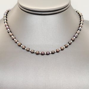 Twilight Strand – Peacock Pearl & Sterling Silver Necklace | 15.5&quot; + 2&quot; Extender | Iridescent Elegance, June Birthstone