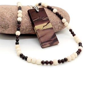 Quiet Terrain – Picasso Jasper Pendant & Garnet Beaded Layering Necklace | Sterling Silver, 17" and 21" | Grounded Beauty