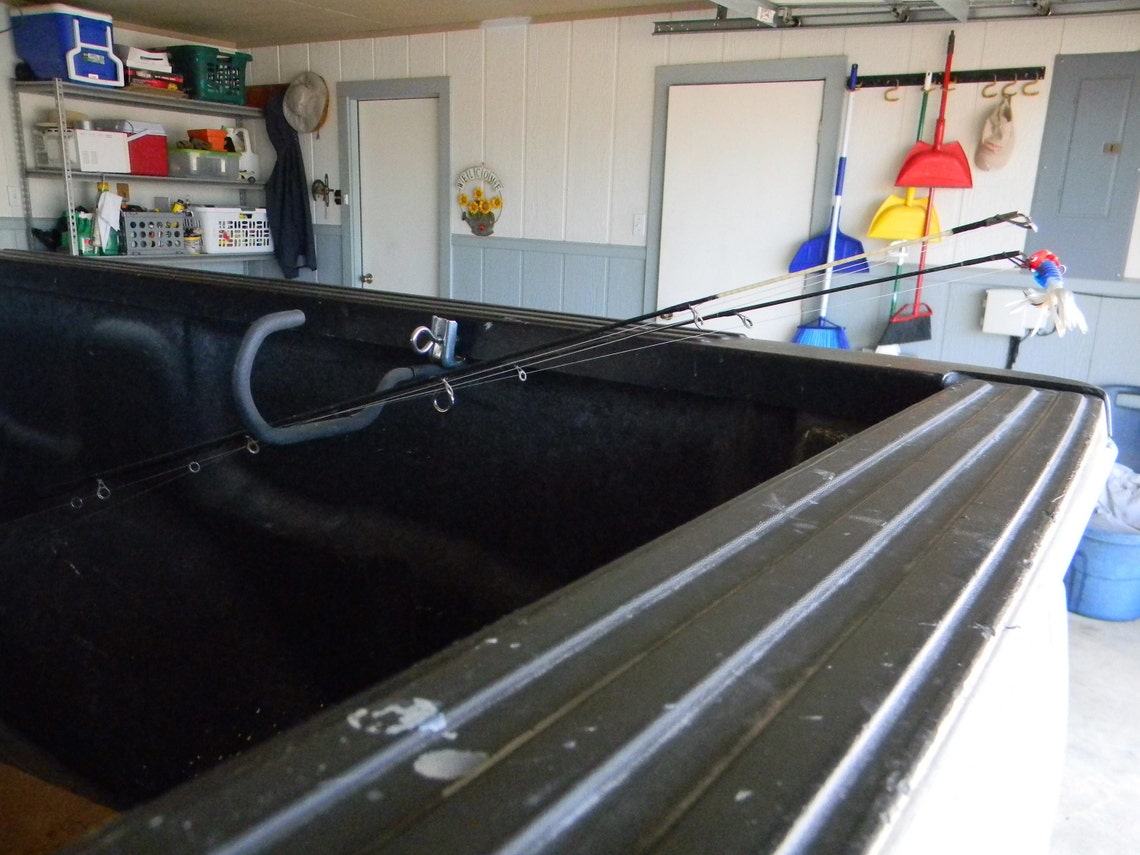 Fishing Rod Holder for Pickup Truck Bed That Keeps Rods Above Tailgate so Rods Are Not Resting