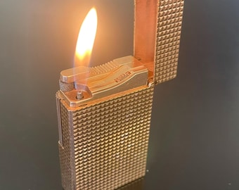 ST Dupont Lighter Line 1 Briquet Simple (BS) Large, Gold with Classic Hobnail Pattern. Refurbished
