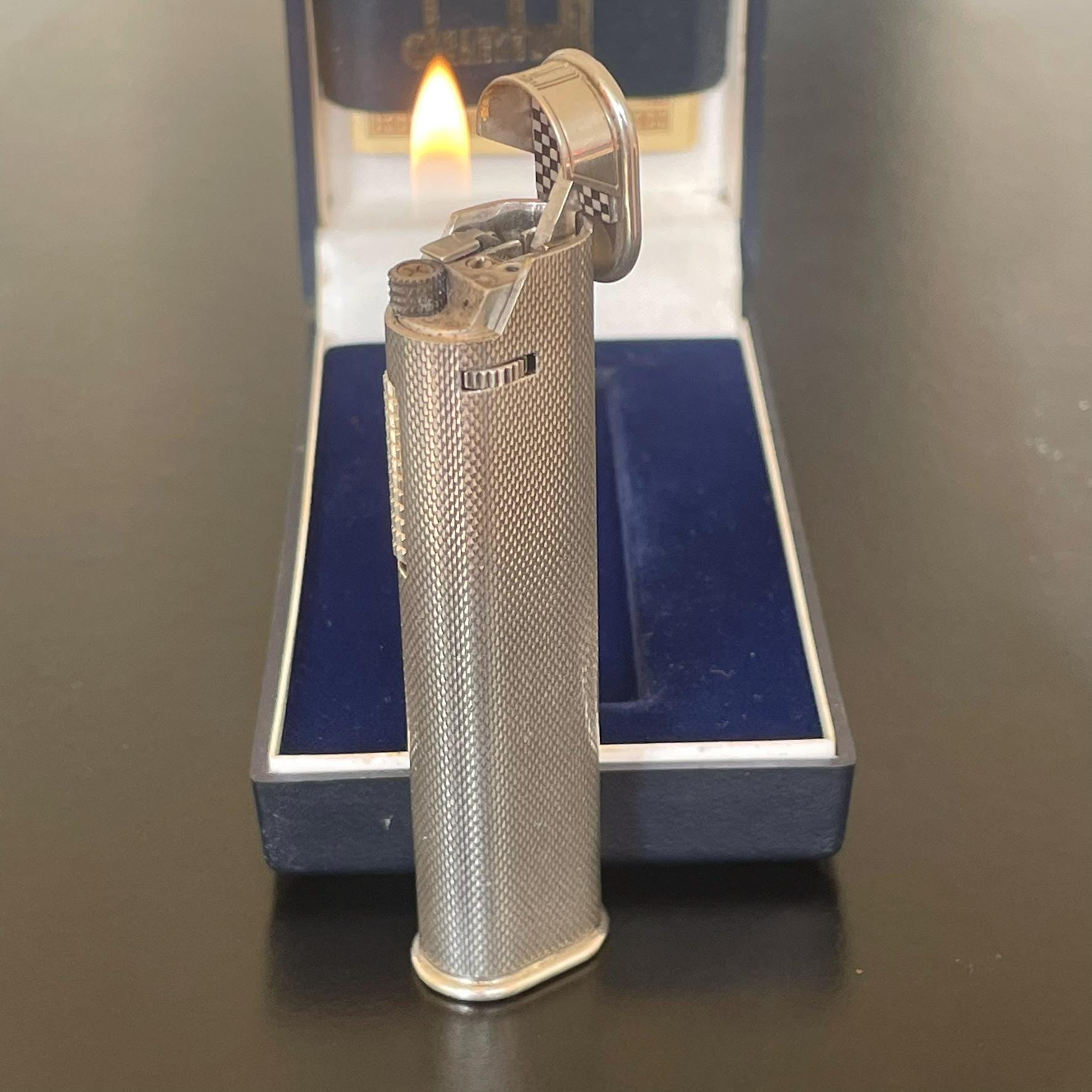 Dunhill Dress Lighter, Silver With Barley Pattern, With