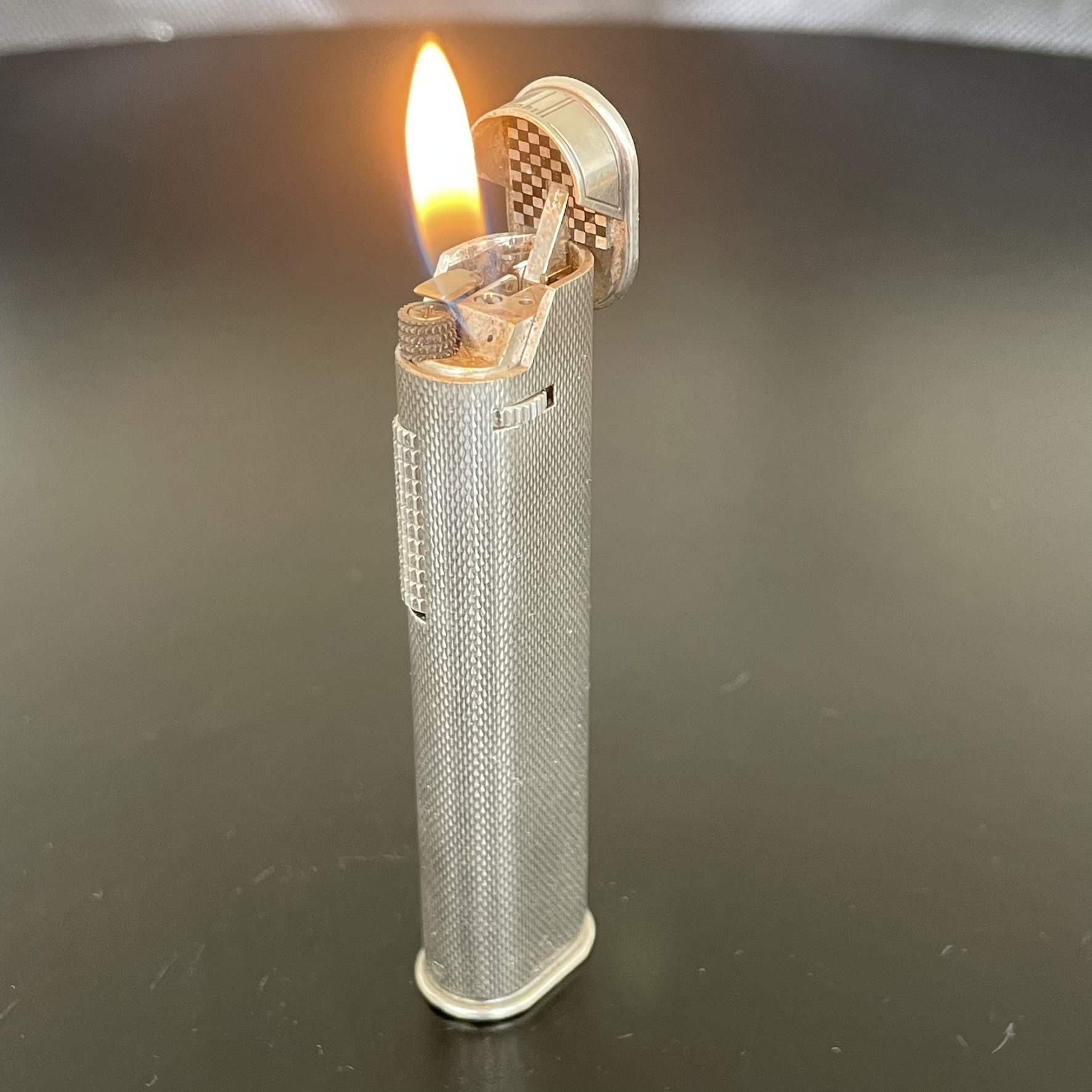 Dunhill Dress Lighter, Silver With Barley Pattern