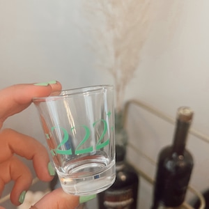 Angel number shot glass, shot glass, bachelorette party, 21st birthday