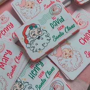Santa stickers, Christmas gift stickers, from Santa tag, kid Christmas sticker, to from stickers, personalized stickers