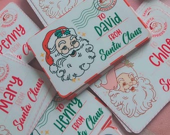 Santa stickers, Christmas gift stickers, from Santa tag, kid Christmas sticker, to from stickers, personalized stickers