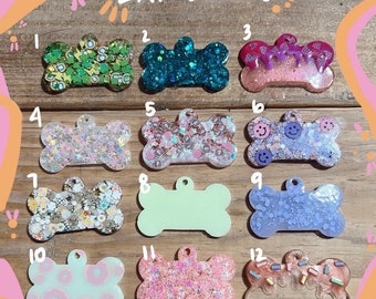 Placa de identificación de resina, placa de identificación personalizada, placa de identificación de moda, placa de identificación con brillantina, regalo para mascotas, regalo para mamá perruna.