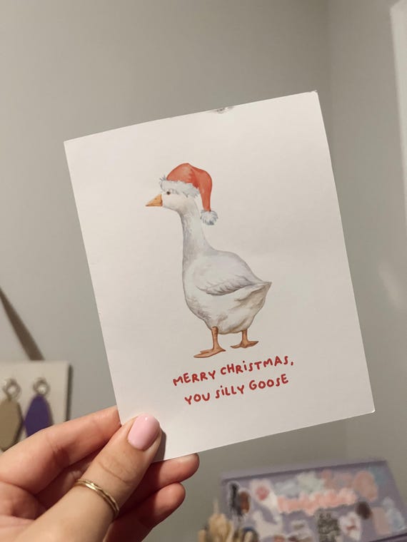 Merry Christmas you silly goose card, funny Christmas card, Christmas card, silly goose card, blank card