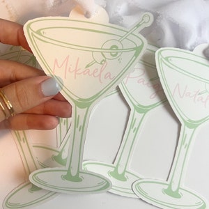 Martinis y bikinis, etiquetas de damas de honor, propuestas de damas de honor, etiquetas de despedida de soltera, etiquetas de regalo, martini, propuesta de despedida de soltera, etiqueta con nombre