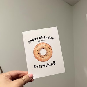 Biglietto di compleanno a forma di bagel, biglietto di compleanno a forma di bagel, biglietto di compleanno per la persona amata, biglietto vuoto, amante dei bagel