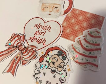 Christmas sticker pack, vintage Christmas sticker, Santa, gift stickers, birthday stickers, stocking stuffer, scrapbook stickers, kindle