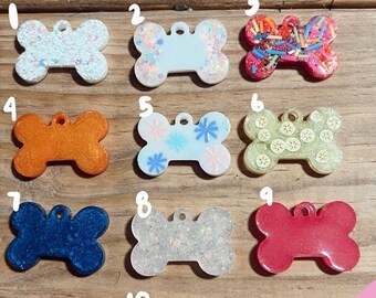 Placa de identificación de resina, placa de identificación personalizada, placa de identificación de moda, placa de identificación con brillantina, regalo para mascotas, regalo para mamá perruna.