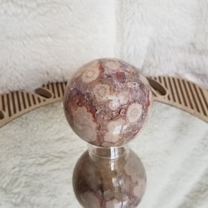 Flower Agate Crystal Sphere with Purple Quartz Druzy