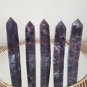 Rare Lepidolite with Blue Tourmaline and Shimmer Crystal Tower