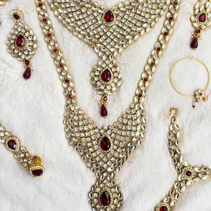 Kundan and AD Full Bridal Jewelry Set, Pakistani Jewelry Set, Indian Jewelry Set, Bridal Necklace Set, Sabyasachi Designer Kundan Bridal Set