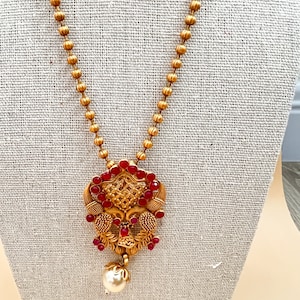 Gold plated necklace, Temple Jewelry, Indian Necklace, Traditional Necklace, Guttapusalu Necklace, Antique Necklace, Bollywood necklace