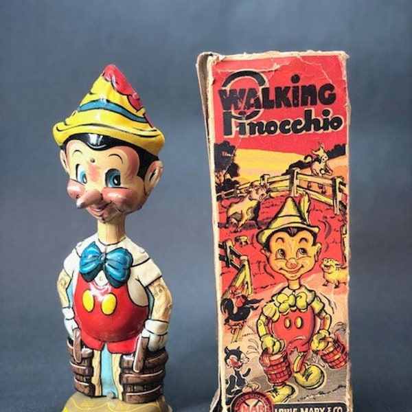 1939 MARX Walking Pinocchio Antique Disney Wind Up Toy