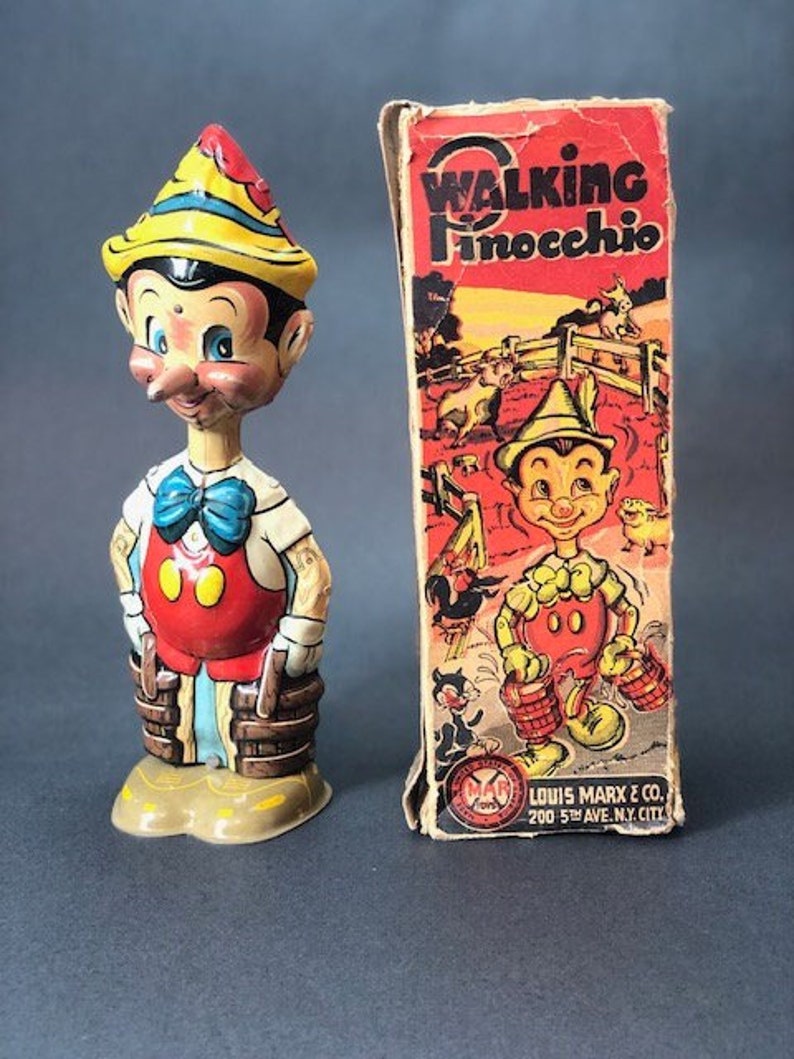 1939 MARX Walking Pinocchio Antique Disney Wind Up Toy image 1