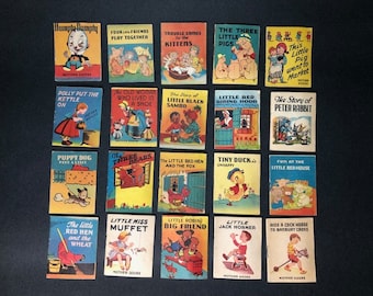 Set of 20 1940s Miniature Childrens Books Mother Goose, Three Bears, Red Hen, Humpty Dumpty & More