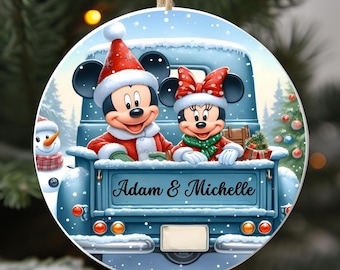 Custom Disney Mickey & Minnie Ornament Christmas, Disney Couple Decor ,Disneyland Ornaments, Christmas Ornament, Disneyland Xmas Ornament